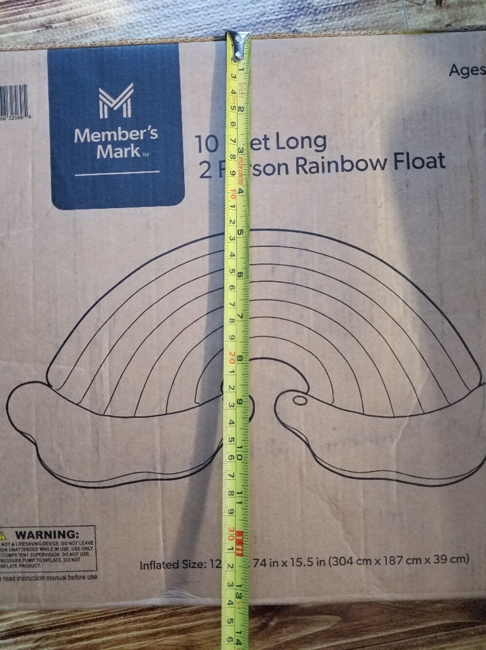 Member's Mark 2-Person Rainbow Pool Float Inflatable 10 Ft NIB Large Summer Lake - Picture 6 of 10